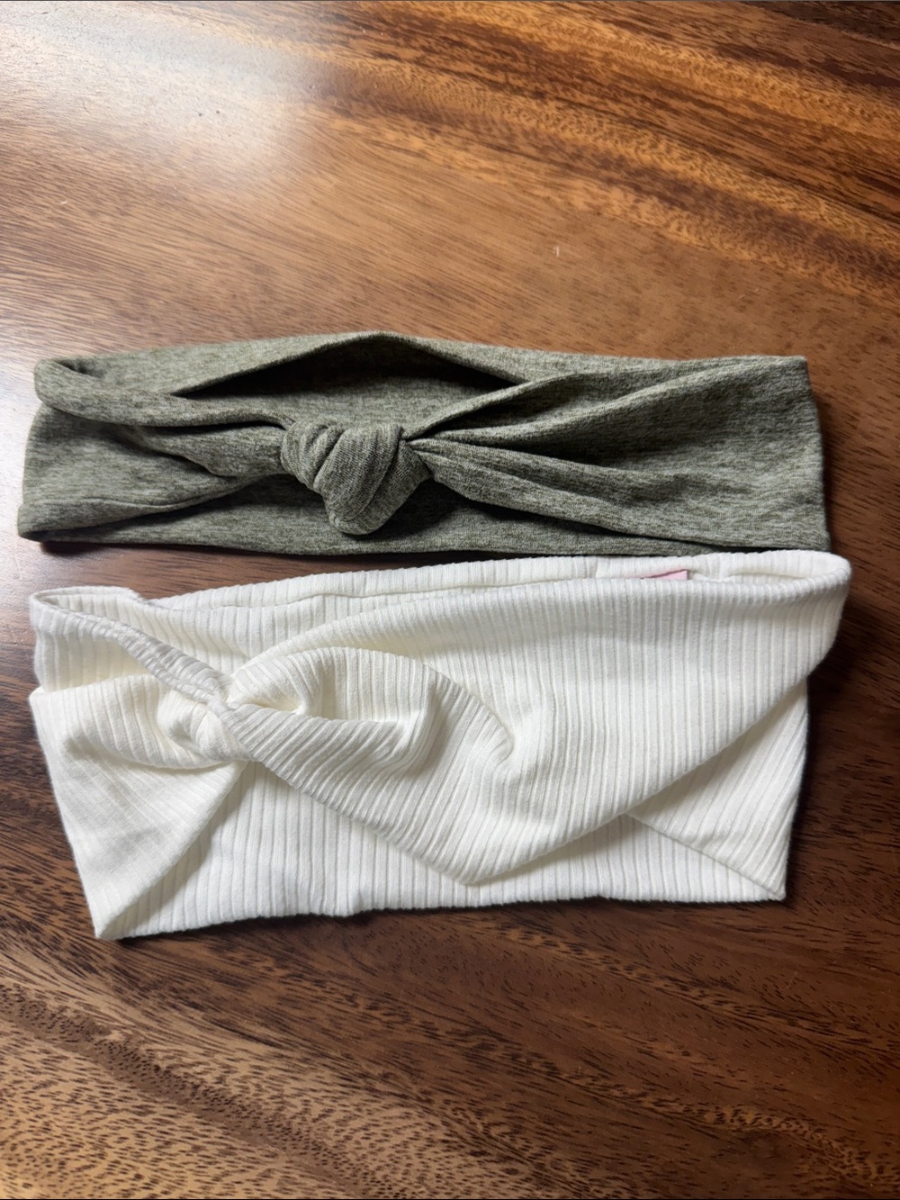Women's Twist Knot Headband Duo in Olive and Cream